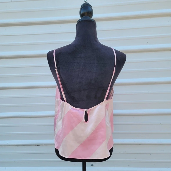NWT VICTORIAS SECRET SATIN Pink Striped Keyhole CAMI VS SLEEP SHIRT TANK TOP L - Picture 7 of 9